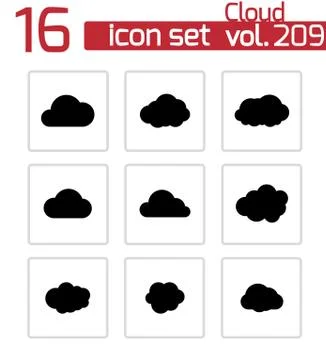Vector black cloud icons set Stock Illustration