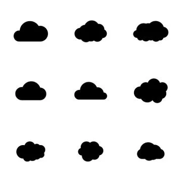 Vector black cloud icons set Stock Illustration