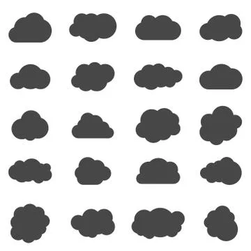 Vector black cloud shapes set Stock Illustration