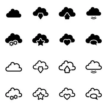 Vector black  clouds  icons set Stock Illustration