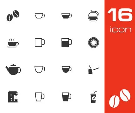 Vector black  coffe   icons set Illustrazione stock