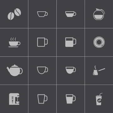Vector black  coffe   icons set Stock Illustration