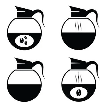 Vector black coffee icons set Stock Illustration