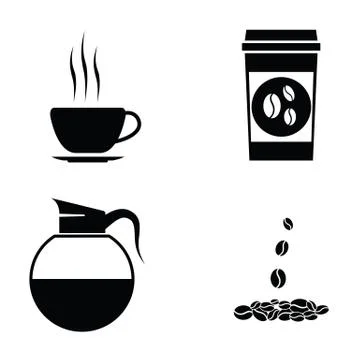 Vector black coffee icons set Stockillustratie