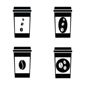 Vector black coffee icons set Stockillustratie