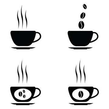 Vector black coffee icons set Stock Illustration
