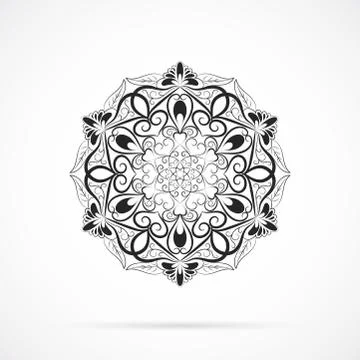 Vector Black Color Mandala over white Stock Illustration