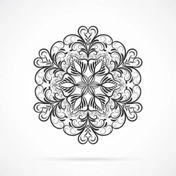 Vector Black Color Mandala over white Stock Illustration