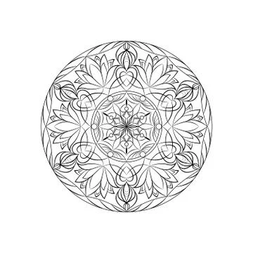 Vector Black Color Mandala over white Stock Illustration