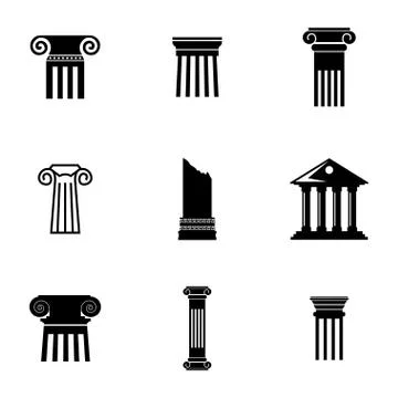 Vector black column icons set Illustrazione stock