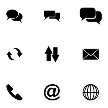 Vector black communication icon set Stock Illustration