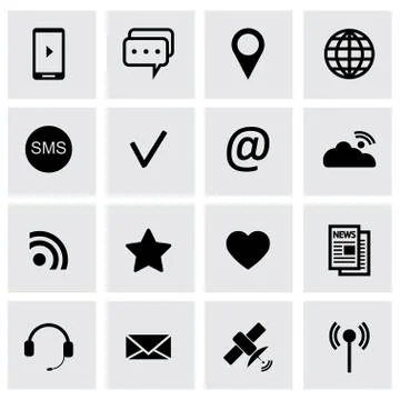 Vector black communication icons set Stock-Illustration