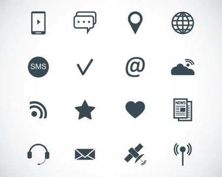 Vector black  communication icons set Stock Illustration