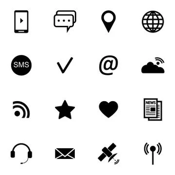 Vector black  communication icons set Stock Illustration