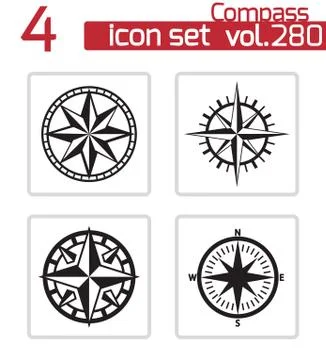 Vector black compass icons set Stock Illustration