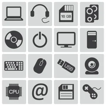 Vector black  computer icons set Stockillustratie