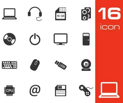 Vector black Computer icons set イラスト素材
