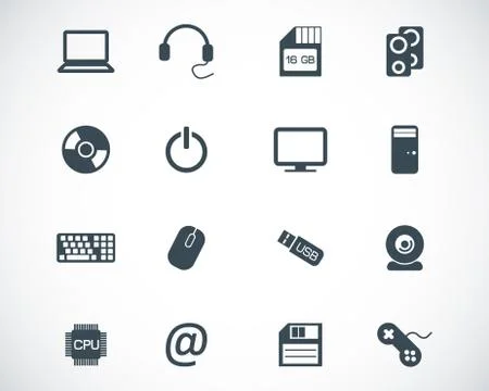 Vector black  computer icons set Illustrazione stock