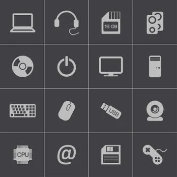 Vector black  computer icons set イラスト素材