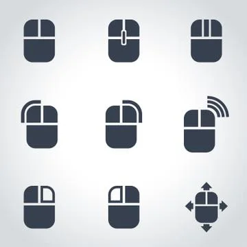 Vector black computer mouse icon set Stock Illustration