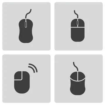 Vector black computer mouse icons set Stock Illustration