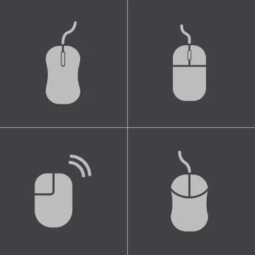 Vector black computer mouse icons set Stock Illustration