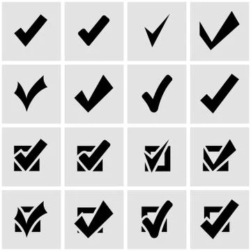 Vector black confirm icon set Stock Illustration