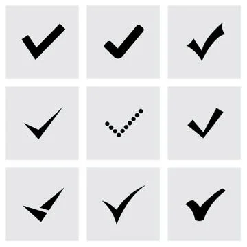 Vector black confirm icon set Stock Illustration