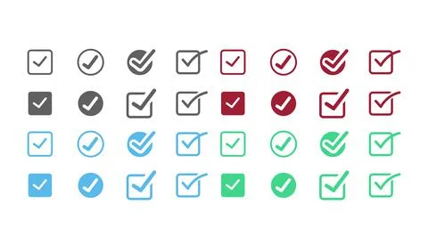 Vector black confirmation icon set. Stock Illustration