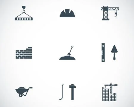Vector black construction icons set Stock Illustration
