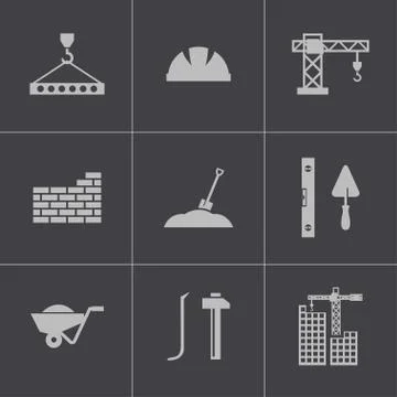 Vector black construction icons set Stock Illustration