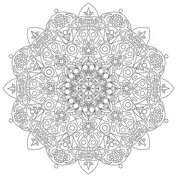 Vector black contour Mandala ornament Stock Illustration
