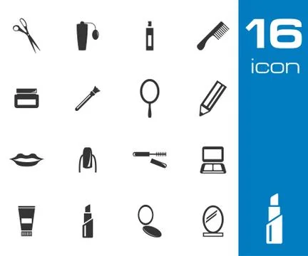 Vector black  cosmetics  icons set Stock Illustration