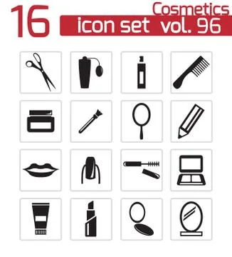 Vector black  cosmetics  icons set Stock Illustration