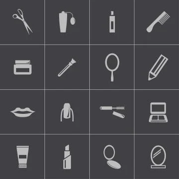 Vector black  cosmetics  icons set Stock Illustration