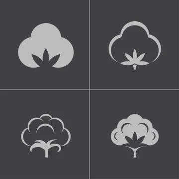 Vector black cotton icons set Illustrazione stock