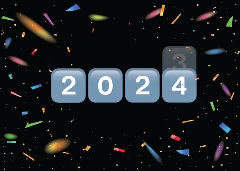 Vector black countdown party template background with 2024 Stock Illustration