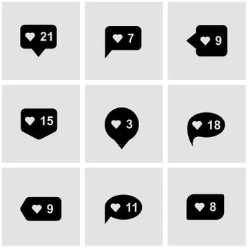 Vector black like counter icon set Stock Illustration