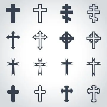 Vector black crosses icon set Stock Illustration
