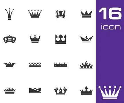 Vector black  crown  icons set Stock Illustration