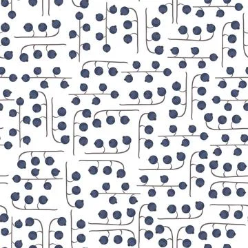 Vector black currant berries seamless pattern print background. Stock Illustration