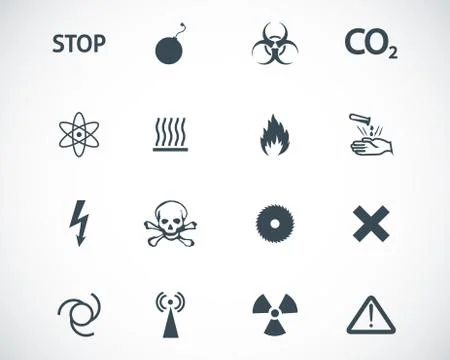 Vector black  danger icons set Stock Illustration