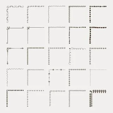 Vector Black Decorative Hand Drawn Outlined Corners Stock Illustration