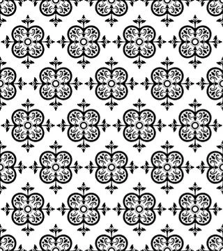 Vector Black Decorative Seamless Pattern Stock Illustration