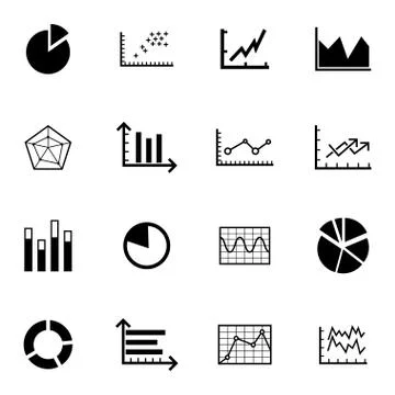 Vector black  diagram icons set Stock Illustration