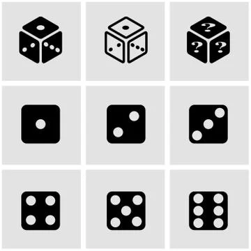 Vector black dice icon set Stock Illustration