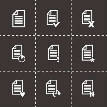 Vector black document icon set Stock Illustration