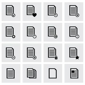 Vector black document icons set Stock Illustration