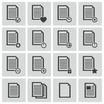 Vector black  document icons set Stock Illustration