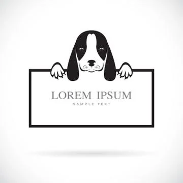 Vector of black dog head with frame space for your text. Pet. Animals. Easy e Stock Illustration